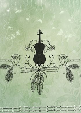 Violin with feathers