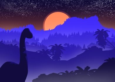 Dinosaur 2D scene