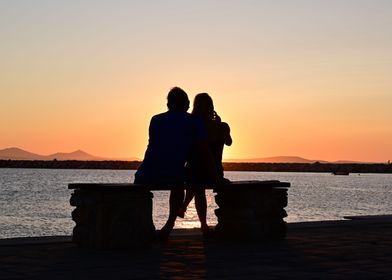 Greece sunset silhouette