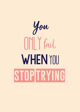 you fail when you stop try