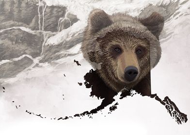 Alaska Map Brown Bear