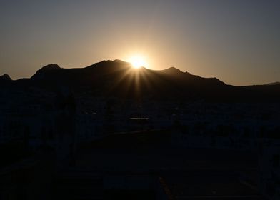 Sunrise beams Greece Naxos