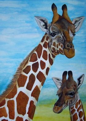 Giraffe and baby