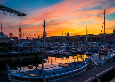 Marseille Harbor Sunset