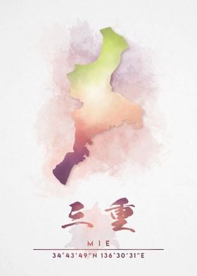 Mie Watercolor Map