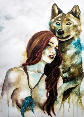 Wolf and red