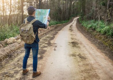 Man Traveler with map