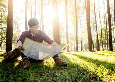 Man Traveler with map