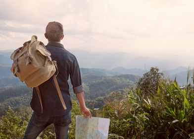 Man Traveler with map