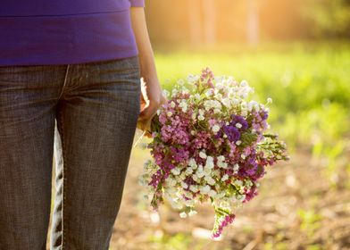 holding Valentines flowers