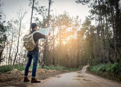 Man Traveler with map