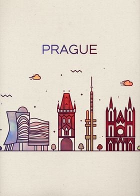 Prague City Skyline Art