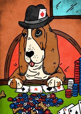 Dog playing Poker