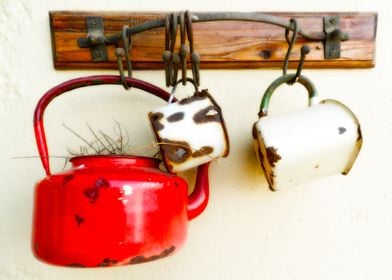 Red rusted kettle