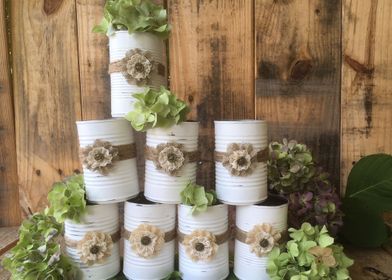 Rustic White Tin Cans