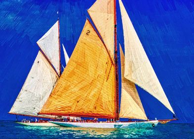 Painting of J Class yachts