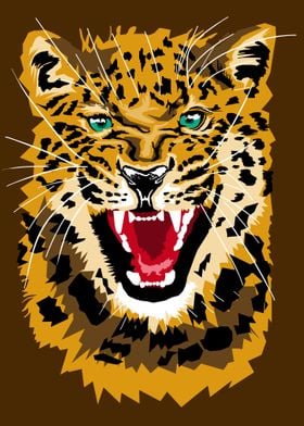 illustration angry leopard
