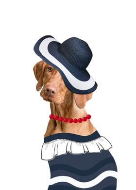 Vizsla cute dog with a hat
