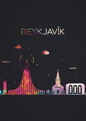 Reykjavik City Skyline Art