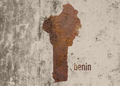 Benin Map Rusty Cement