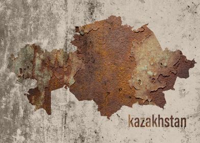 Kazakhstan Map Rusty
