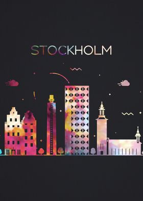 Stockholm City Skyline Art