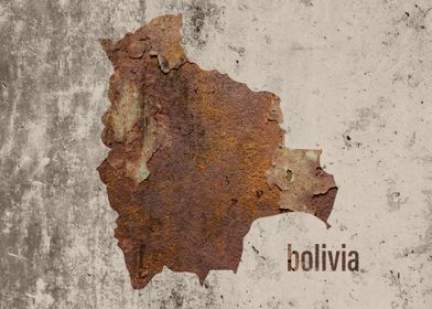 Bolivia Map Rusty Cement