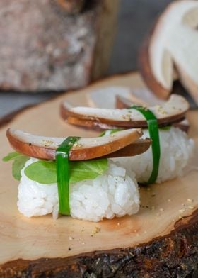 sushi with forest mushroom