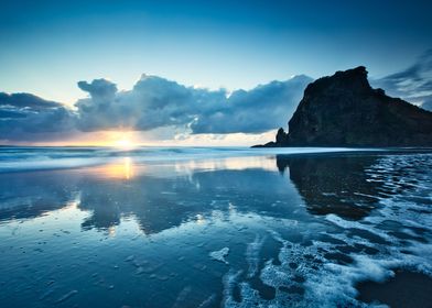 Sunset at Piha Beach NZ