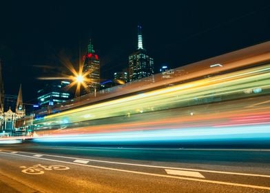 Passing Tram in the City