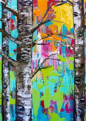 Birch Wood Trees Abstract