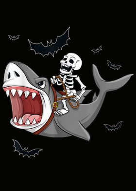 Skeleton Riding Shark Funn