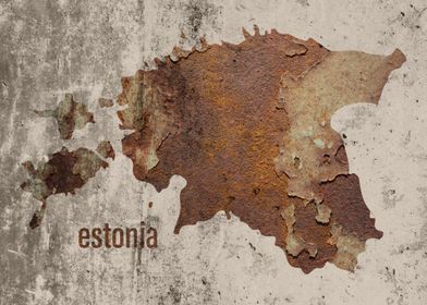 Estonia Map Rusty Cement