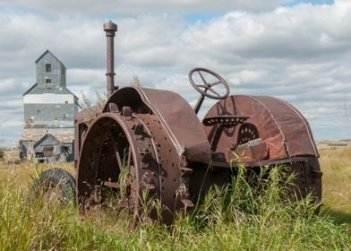 old tractor and elevator 