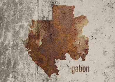 Gabon Map Rusty Cement