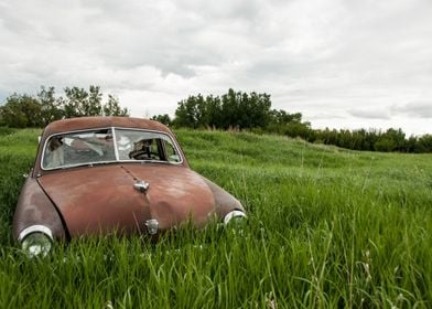 old car in the grass