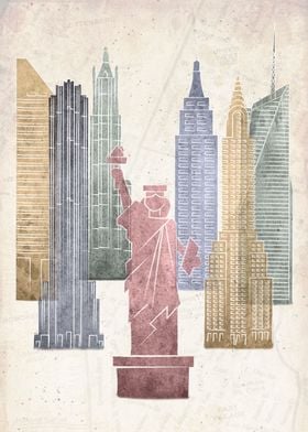 New York Buildings and Map