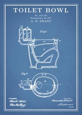 Toilet Bowl Patent Print