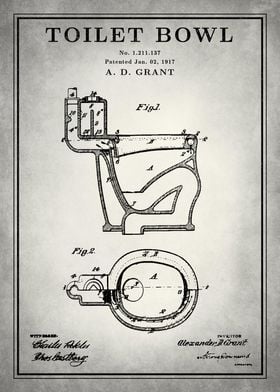 Toilet Bowl Patent Print