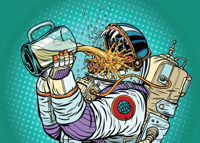 Alien Astronaut with Beer