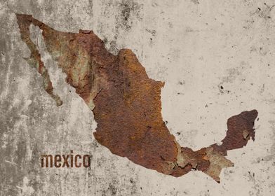 Mexico Map Rusty Cement