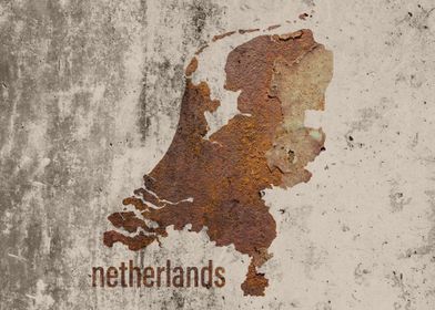 Netherlands Map Rusty Art