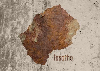 Lesotho Map Rusty Cement