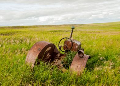 tractor in the tall grass