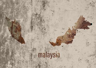 Malaysia Map Rusty Cement