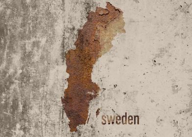 Sweden Map Rusty Cement