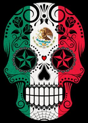 Mexican Flag Sugar Skull