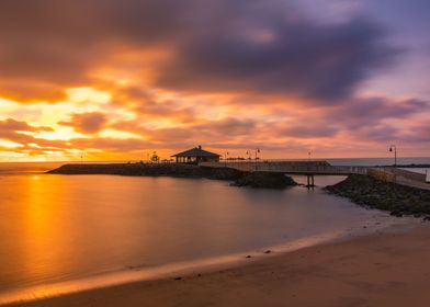 Beach bar during sunrise