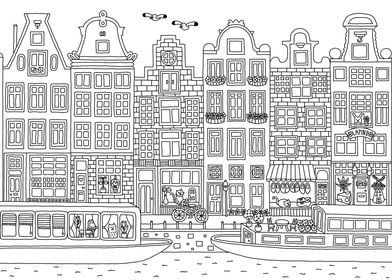 Amsterdam Love Line Art