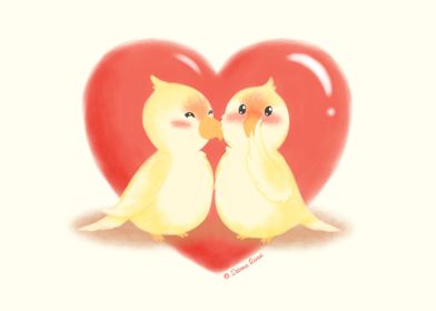 Lovebirds kiss